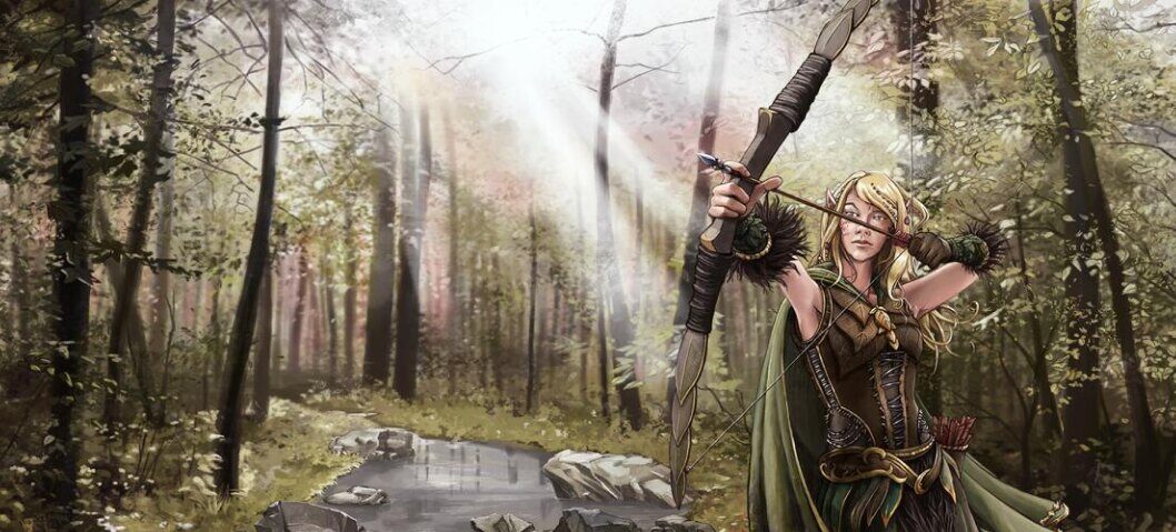 Mirefall ranger exploring a forest zone